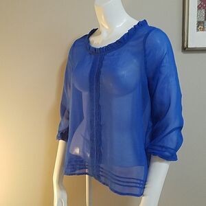 Dina Be Royal Blue Sheer Blouse